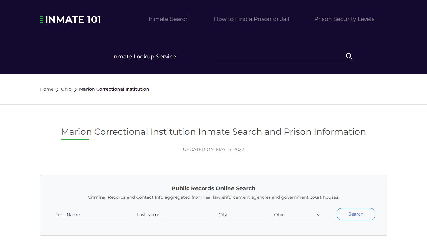 Marion Correctional Institution Inmate Search, Visitation ...